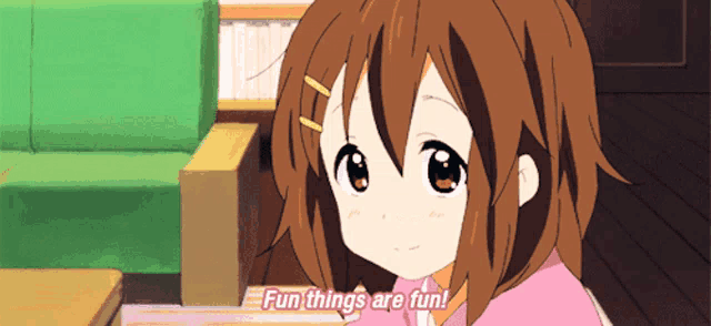 a girl says fun things are fun in a room