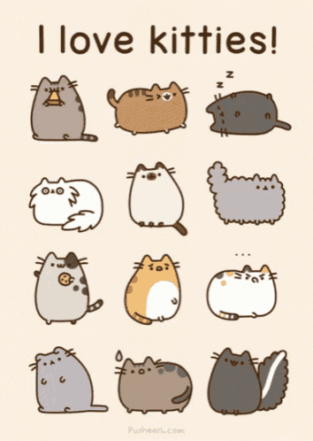 a poster that says i love kitties with a bunch of cats