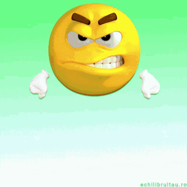 a cartoon smiley face with a very angry look on its face