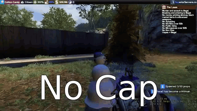 a screenshot of a video game with the words no cap on the bottom