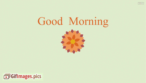 a good morning greeting card with a blue flower in the center