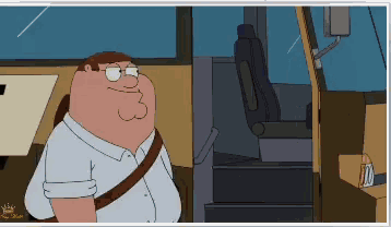 a cartoon of peter griffin is sitting in a bus