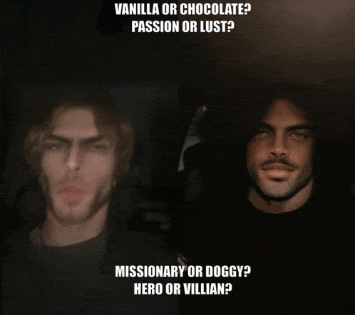a picture of a man with the words vanilla or chocolate passion or lust
