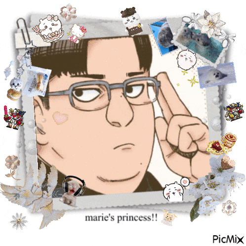 a picture of a man with glasses and the words marie 's princess below it