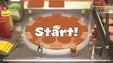 a start screen for a video game with a circle in the center