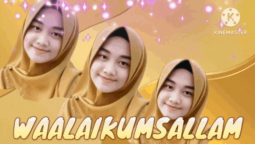 a girl wearing a hijab with the words waalaikumsallam written on the bottom