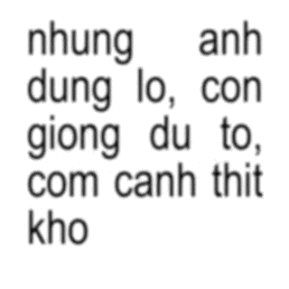 a white background with black letters that say nhung dung lo con giong du to com canh thit kho