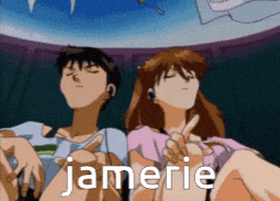 a man and a woman are sitting next to each other and the word jamerie is visible