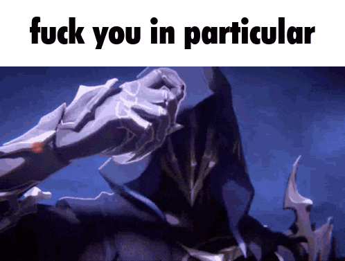 a picture of a person with the words " fuck you in particular " above them