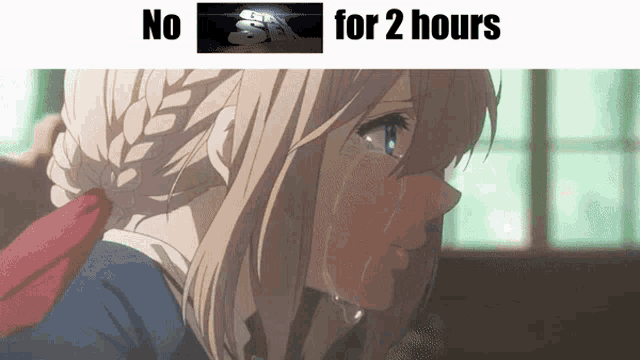 a picture of a girl with the words no for 2 hours