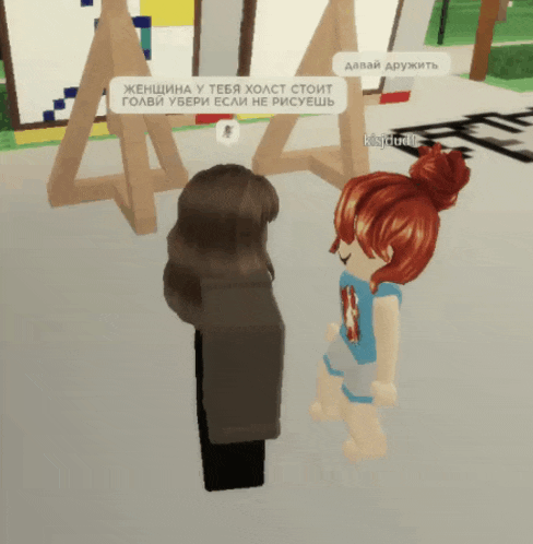 a girl with red hair is standing next to another girl with brown hair