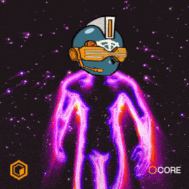 a cartoon drawing of a man with a helmet on his head and the word core in the corner