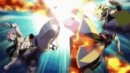 a couple of anime characters are fighting each other in a pixel art style .