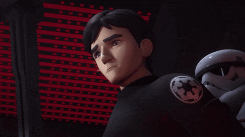 a cartoon character with a star wars emblem on his sleeve