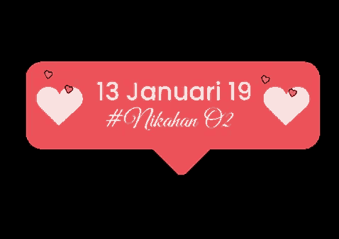 a red speech bubble with hearts and the date 13 januari 19