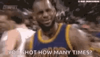a basketball player in a blue and yellow jersey is asking how many times .