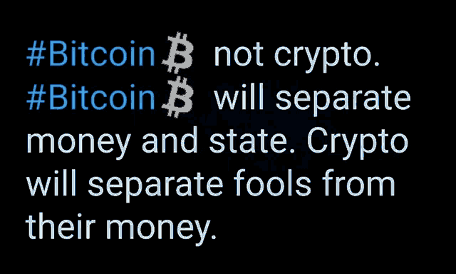 a blue background with a lightning bolt and the words " bitcoin b not crypto "