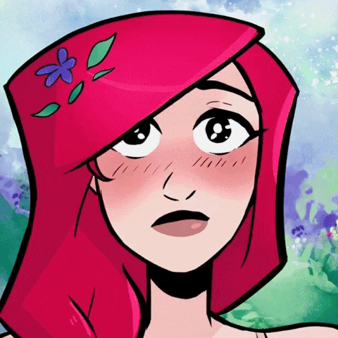 a cartoon drawing of a woman with red hair