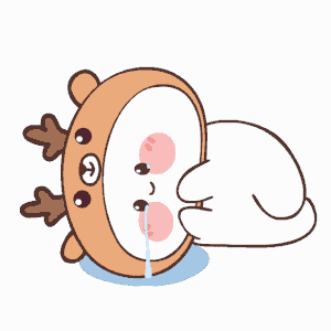 a cartoon drawing of a deer wearing a reindeer hat crying