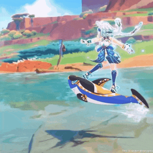 a cartoon character is flying through the air with the words " this is under development " on the bottom