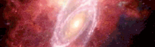 a computer generated image of a spiral galaxy in space .