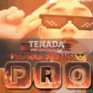 a man wearing a pair of sunglasses with the word pro on the bottom