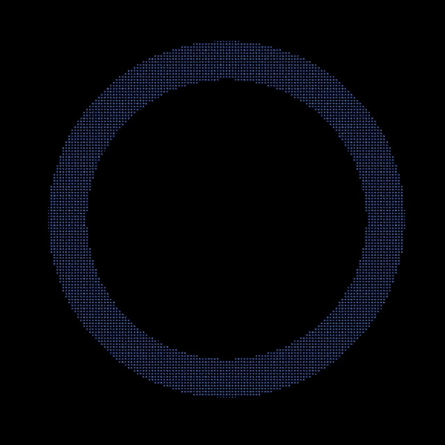 a blue circle on a black background with dots in it