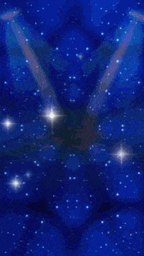 two spotlights are shining on a dark blue background with stars