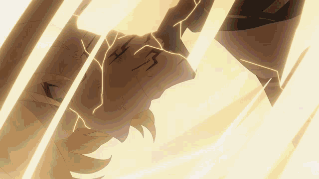 a close up of a person 's face with a lightning bolt on it