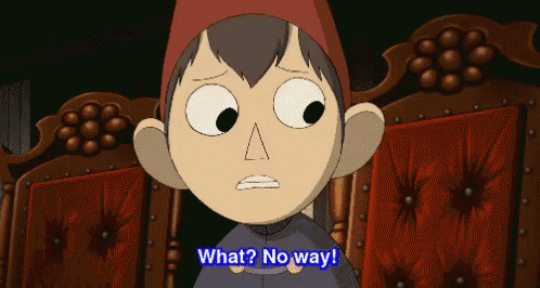 a cartoon character says " what no way " in blue text