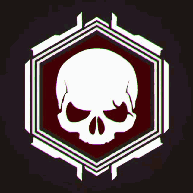 a skull in a hexagon on a black background .