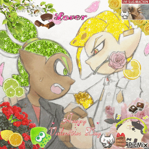 a picture of two cartoon characters with the words happy valentine 's day