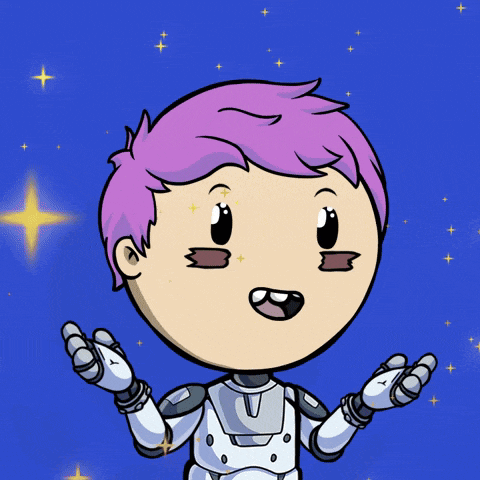 a cartoon character with purple hair and the letter sp on his head