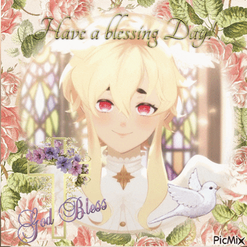 a picture of a girl with the words have a blessing day god bless