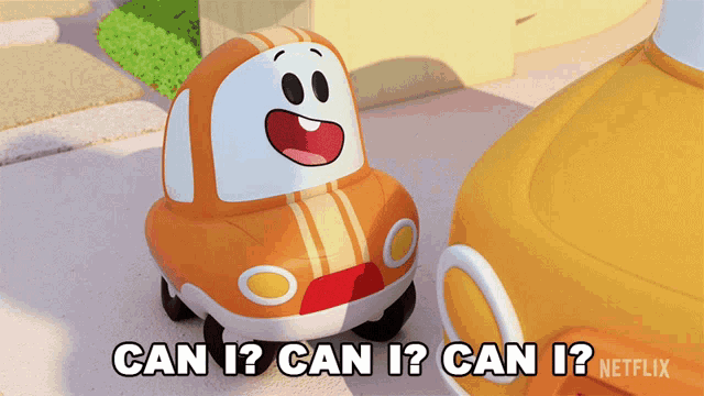 a cartoon car with the words can i can i can i netflix on the bottom