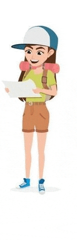 a cartoon illustration of a woman holding a map .