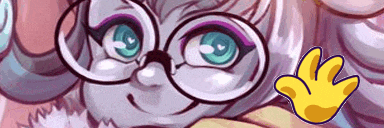 a cartoon character wearing glasses and a yellow hand .