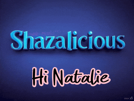 the word shazalicious that is on a pink and blue background