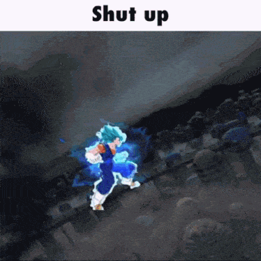 a picture of a cartoon character with the words shut up above it