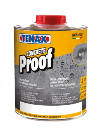 a bottle of tenaxo concrete proof has a red cap