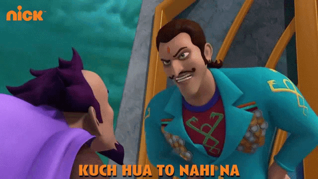 a cartoon character with the words kuch hua to nahi na on the bottom right