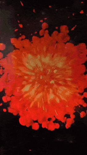 a painting with a lot of red and yellow spots on it