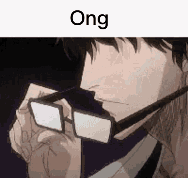 a man wearing glasses and a tie with the word ong above him .
