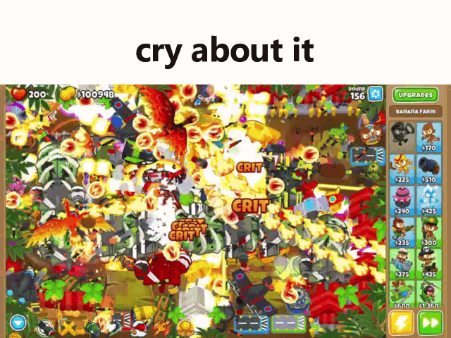 a screen shot of a video game with the words cry about it on top
