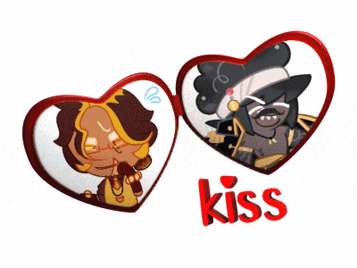 a couple of hearts with the word kiss on the bottom right