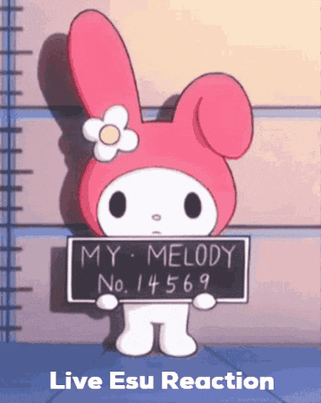 a picture of my melody holding a sign with the number 14569 on it