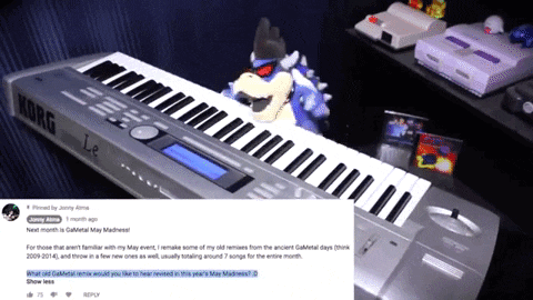 a korg keyboard sits on a shelf next to a nintendo entertainment system