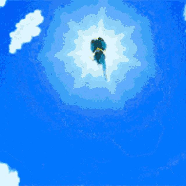 a cartoon character is flying through the air with the sun behind him