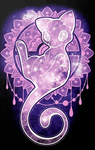 a purple cat is sitting in a circle with a purple mandala in the background .