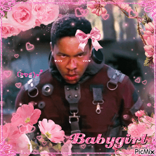a picture of a man with a bow on his head and the words babygirl